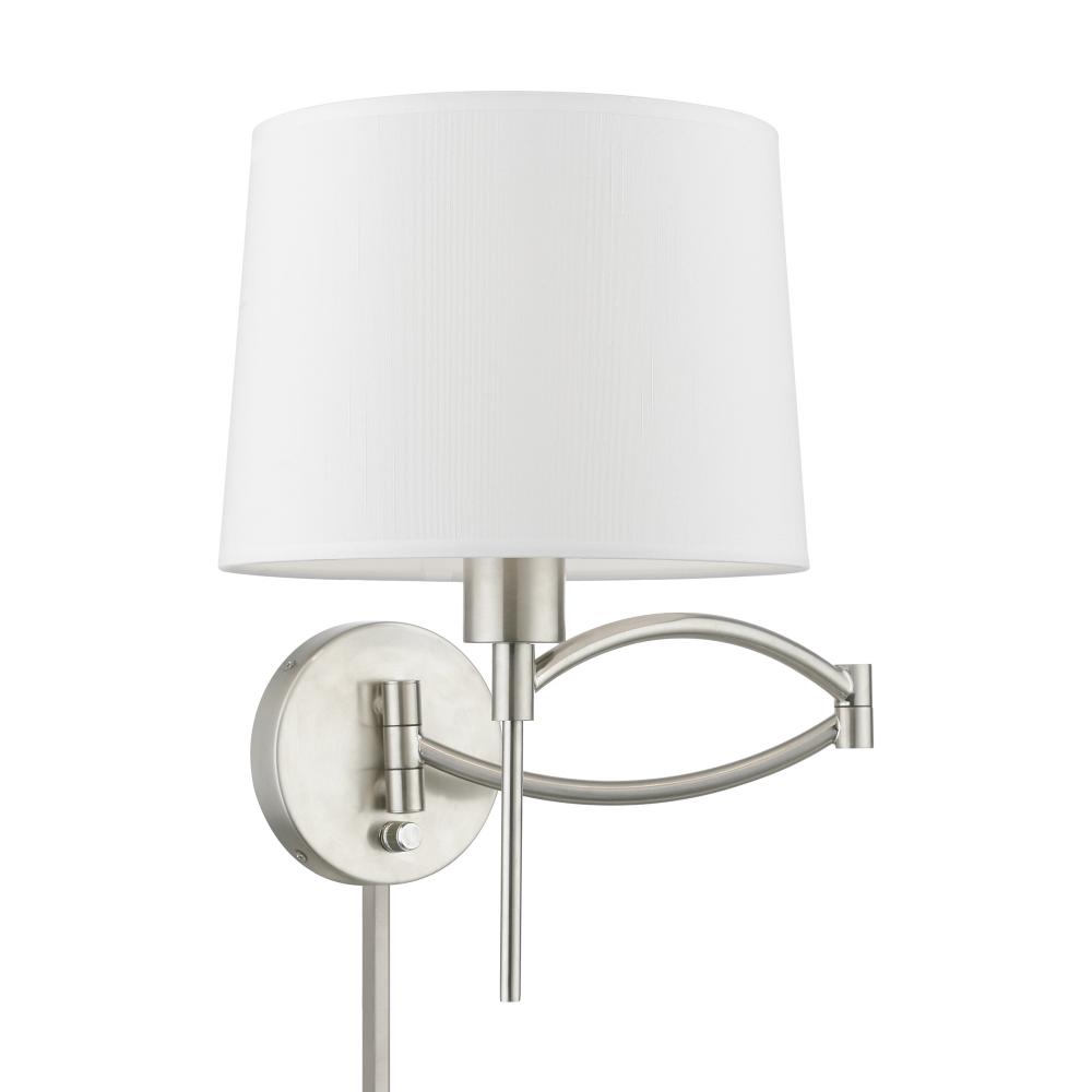 1 Light Brushed Nickel Swing Arm Wall Lamp