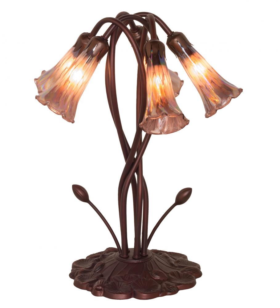 17" High Purple Iridescent Tiffany Pond Lily 5 Light Accent Lamp