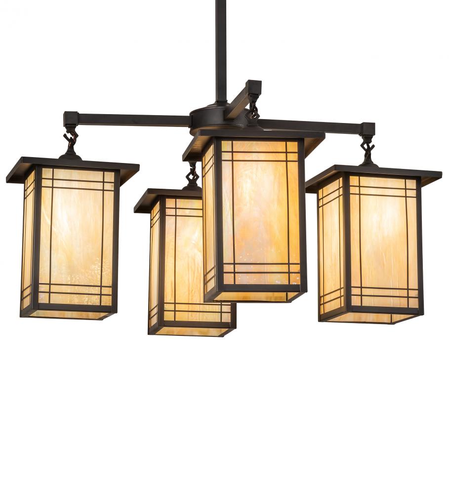 33" Square Prairie Mission 4 Light Chandelier