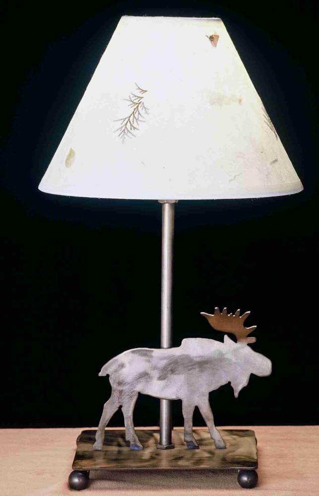 15"H Pressed Foliage Lone Moose Accent Lamp