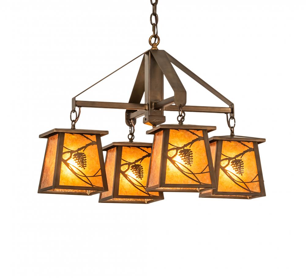 28" Wide Whispering Pines 4 Light Chandelier