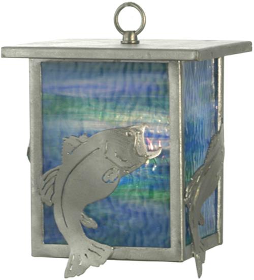 8"W Leaping Bass Lantern Mini Pendant