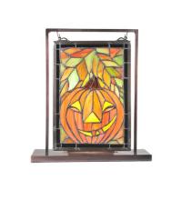 Meyda Blue 65267 - 9.5"W X 10.5"H Jack O'Lantern Lighted Mini Tabletop Window