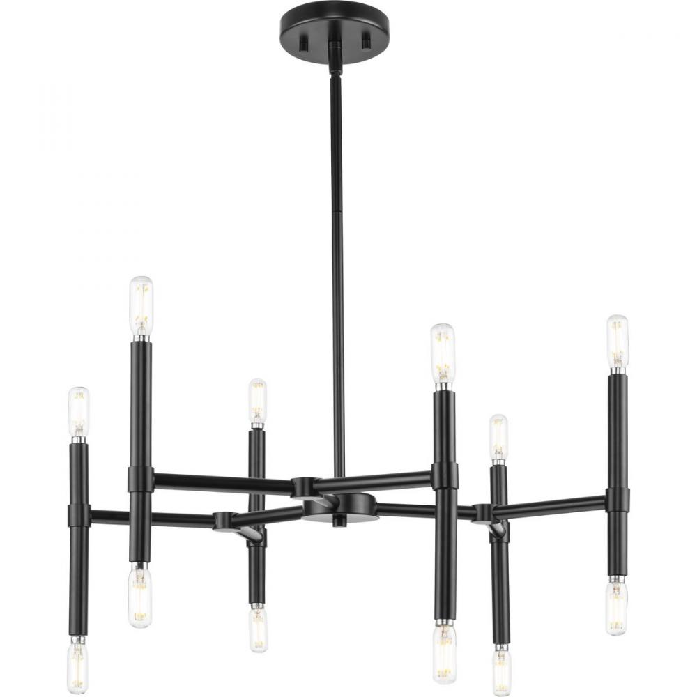 Arya Collection Twelve-Light Matte Black Luxe Chandelier