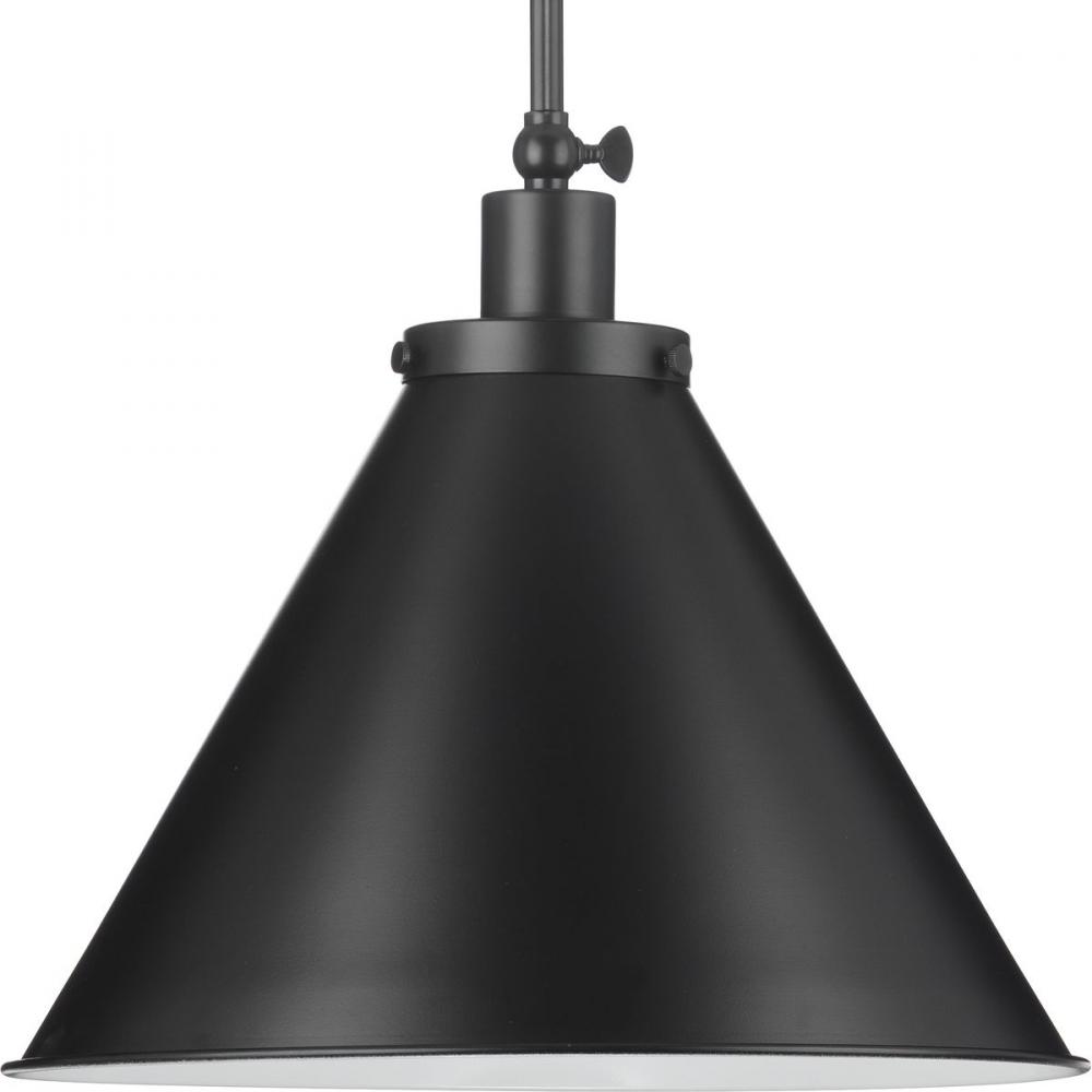 Hinton Collection One-Light Matte Black Modern Farmhouse Pendant