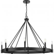 Progress P400319-31M - Breckenridge Collection Eight-Light Matte Black Rustic Farmhouse Chandelier