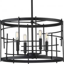 Progress P400213-031 - Torres Collection Four-Light Textured Black Modern Chandelier Light