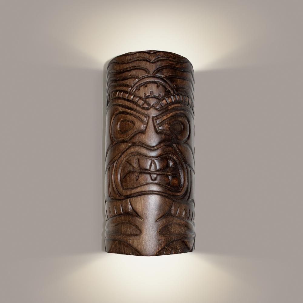 Tiki Wall Sconce Dark Teak with LED bulb included