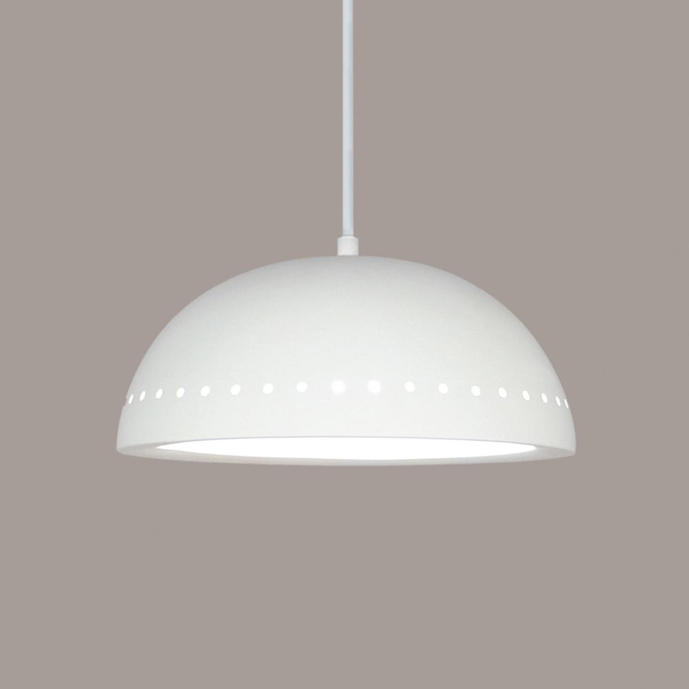 Gran Cyprus Pendant: Silver Satin (White Cord & Canopy)