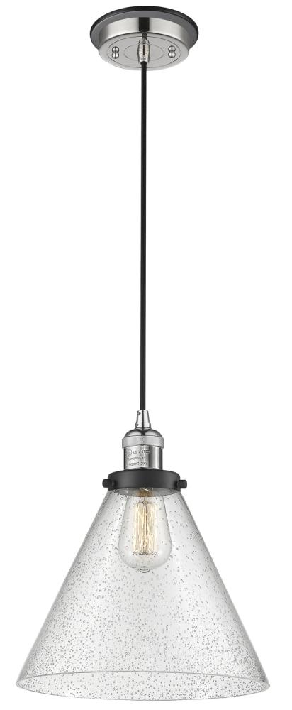 Cone - 1 Light - 12 inch - Polished Nickel - Cord hung - Mini Pendant