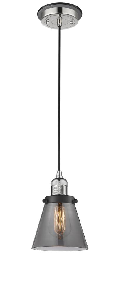 Cone - 1 Light - 6 inch - Polished Nickel - Cord hung - Mini Pendant