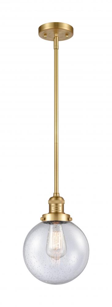 Beacon - 1 Light - 8 inch - Satin Gold - Stem Hung - Mini Pendant