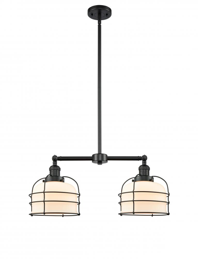 Bell Cage - 2 Light - 24 inch - Matte Black - Stem Hung - Island Light