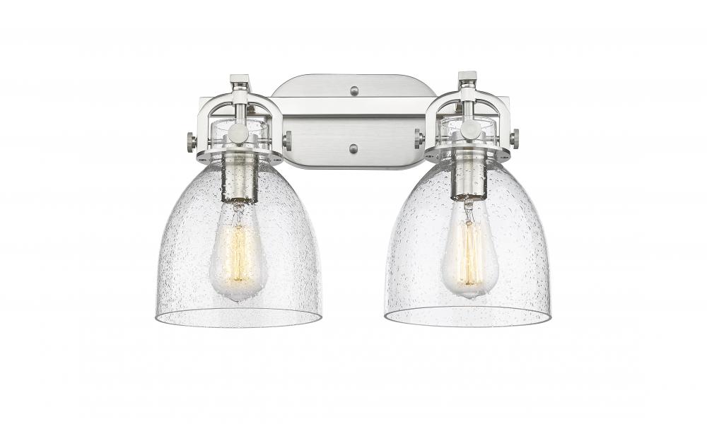 Newton Bell - 2 Light - 17 inch - Satin Nickel - Bath Vanity Light