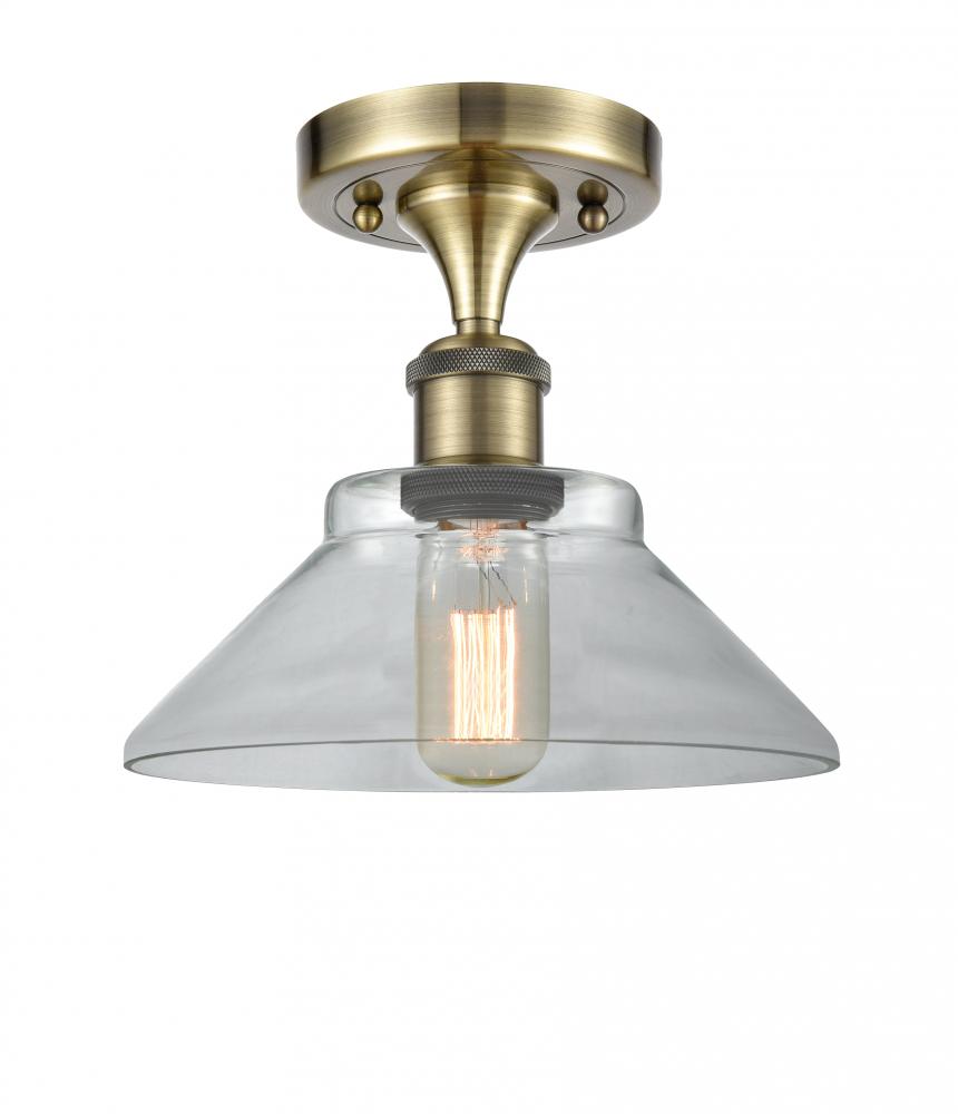 Orwell - 1 Light - 8 inch - Antique Brass - Semi-Flush Mount