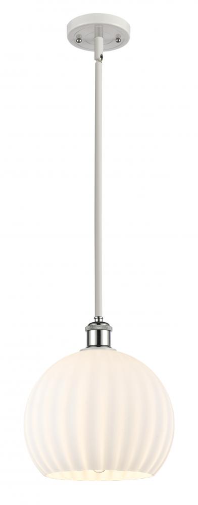 White Venetian - 1 Light - 10 inch - White Polished Chrome - Mini Pendant