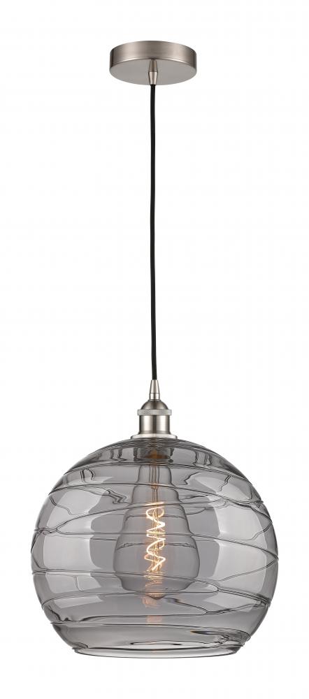 Athens Deco Swirl - 1 Light - 14 inch - Brushed Satin Nickel - Cord hung - Pendant