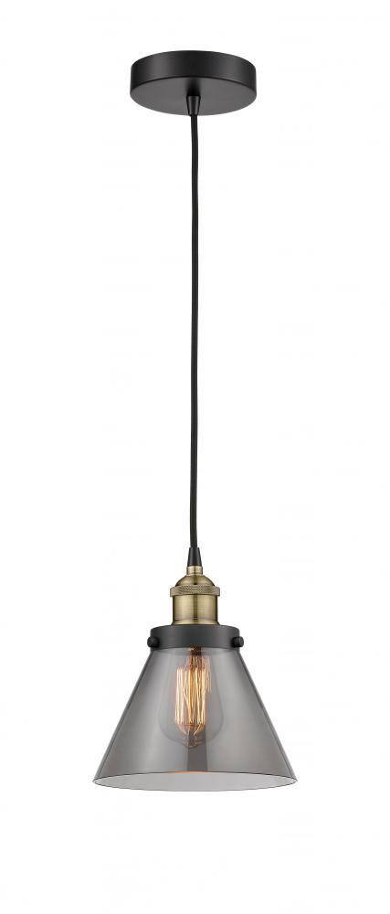 Cone - 1 Light - 8 inch - Black Antique Brass - Cord hung - Mini Pendant