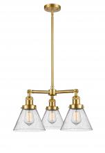 Innovations Lighting 207-SG-G44-LED - Cone - 3 Light - 22 inch - Satin Gold - Stem Hung - Chandelier