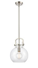 Innovations Lighting 410-1S-SN-10CL-LED - Newton Sphere - 1 Light - 10 inch - Brushed Satin Nickel - Stem Hung - Mini Pendant