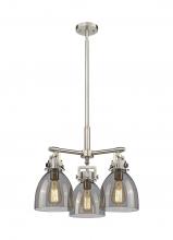 Innovations Lighting 411-3CR-SN-G412-7SM - Newton Bell - 3 Light - 21 inch - Satin Nickel - Pendant