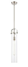 Innovations Lighting 413-1S-SN-4CL-LED - Pilaster - 1 Light - 4 inch Glass - Brushed Satin Nickel - Cord hung - Mini Pendant