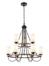 Innovations Lighting 442-9CR-BK-W - Paladin - 9 Light - 32 inch - Matte Black - Chain Hung - Chandelier