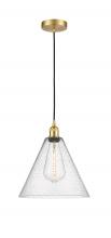 Innovations Lighting 616-1P-SG-GBC-124-LED - Berkshire - 1 Light - 12 inch - Satin Gold - Cord hung - Mini Pendant