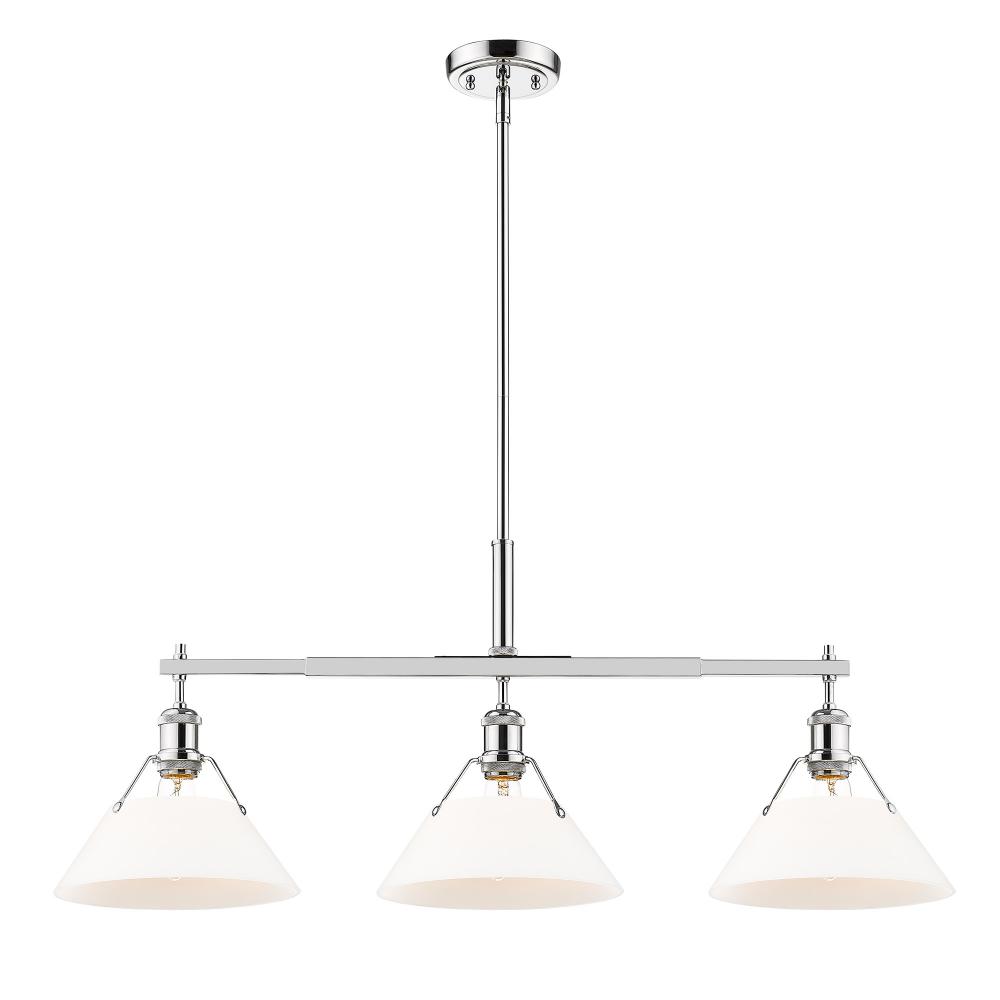 Orwell CH 3 Light Linear Pendant in Chrome with Opal Glass