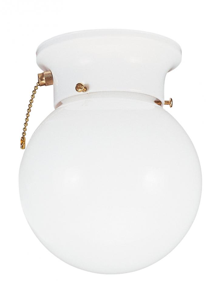 One Light Ceiling Flush Mount with On/Off Pull Chain