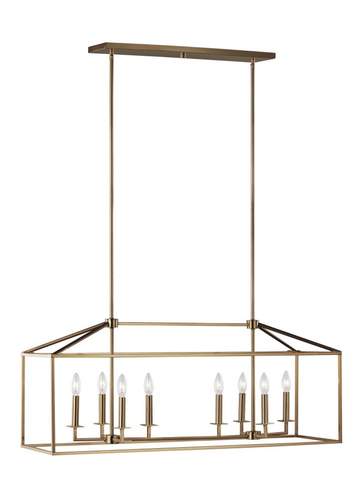 Perryton transitional 8-light LED indoor dimmable linear ceiling chandelier pendant light in satin b