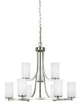 Generation Lighting 3139109EN3-962 - Hettinger transitional 9-light LED indoor dimmable ceiling chandelier pendant light in brushed nicke