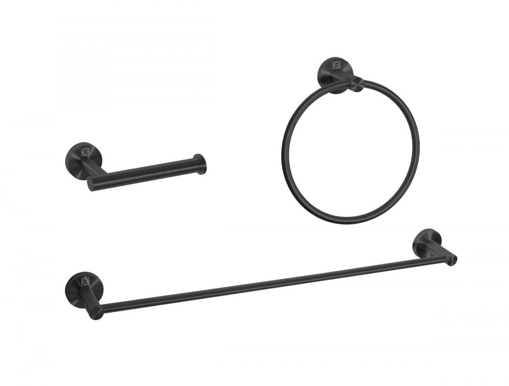 Alma 3-piece Bathroom Hardware Set in Matte Black