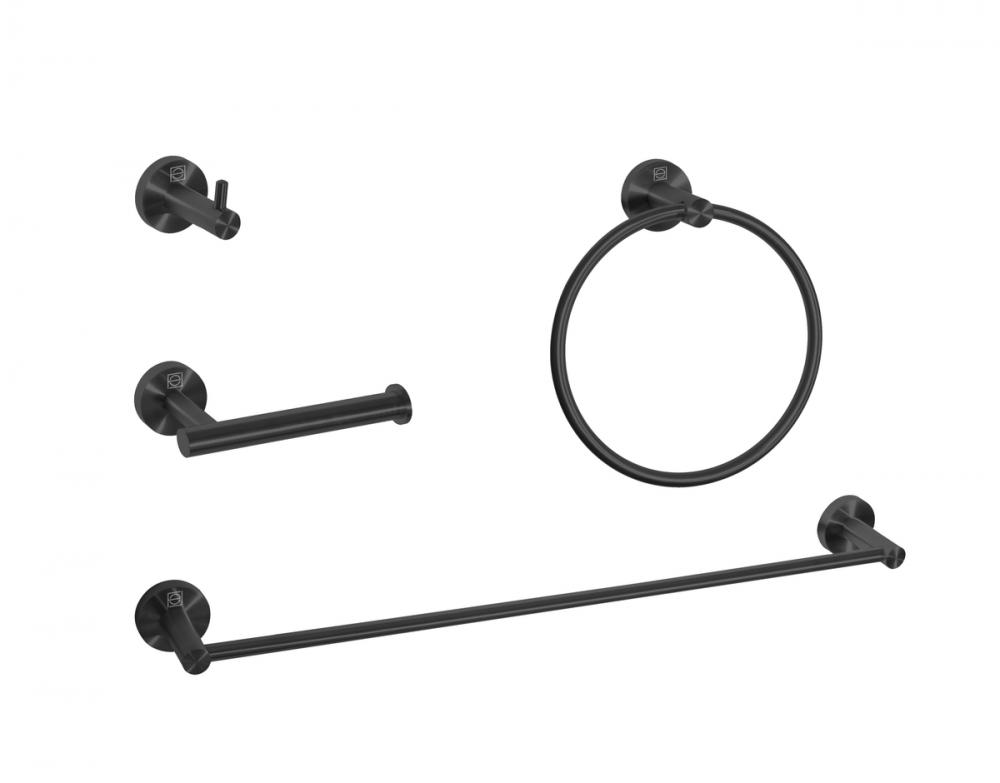 Freya 4-piece Bathroom Hardware Set in Matte Black