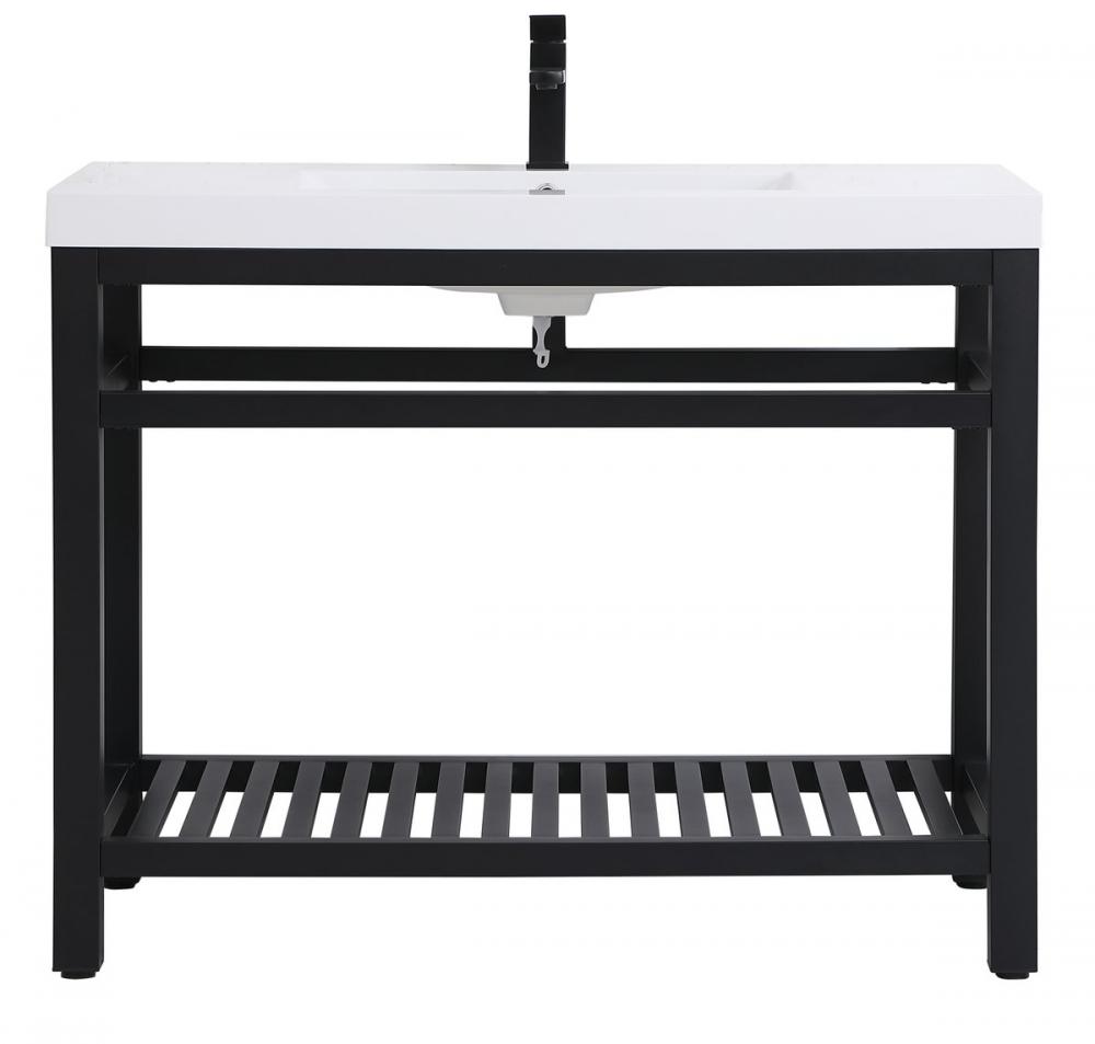 42 Inch Single Bathroom Metal Vanity in Black