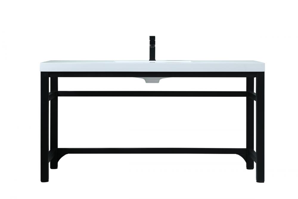 60 Inch Ada Compliant Single Bathroom Metal Vanity in Black