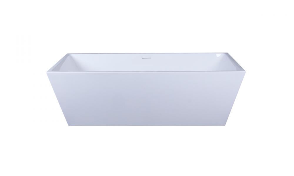 72 Inch Soaking Rectangular Bathtub in Glossy White