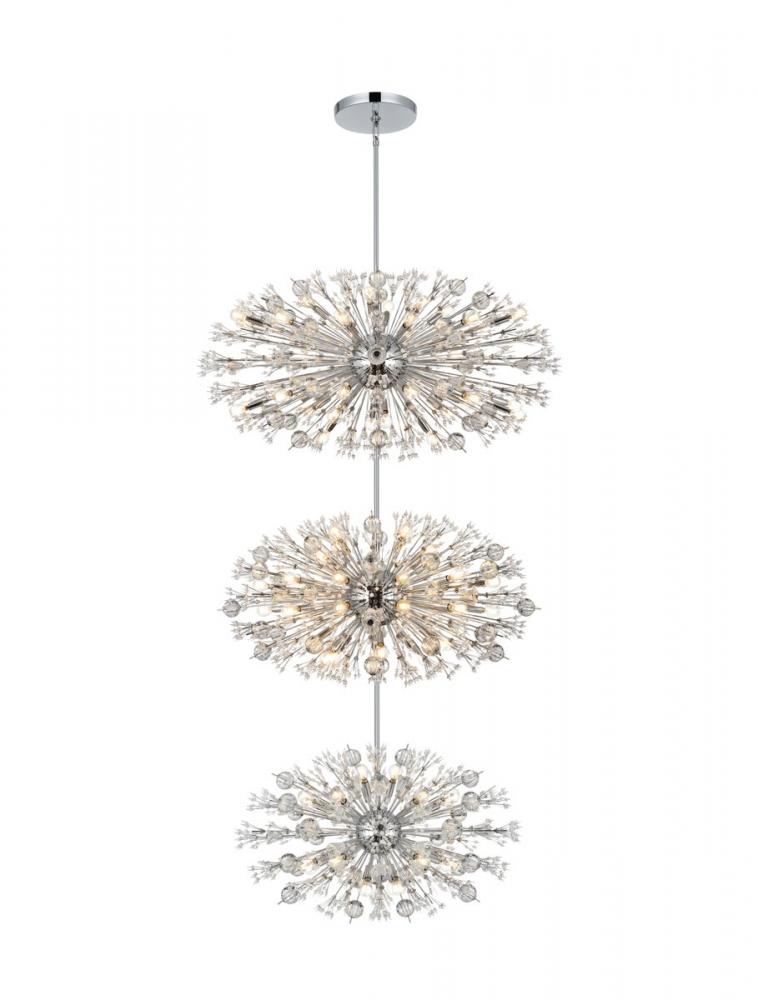 Vera 50 Inch Three Tiers Crystal Starburst Chandelier in Chrome