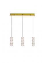 Elegant 3500D3G - Polaris LED Light Gold Pendant Clear Royal Cut Crystal