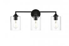 Elegant LD7315W23BLK - Mayson 3 Light Black and Clear Bath Sconce