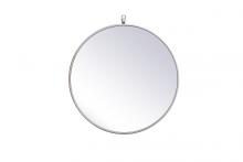 Elegant MR4721S - Metal Frame Round Mirror with Decorative Hook 21 Inch in Silver