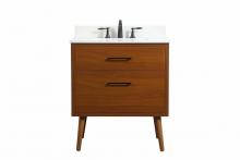 Elegant VF41030MTK-BS - 30 Inch Single Bathroom Vanity in Teak with Backsplash