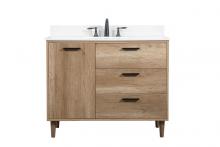 Elegant VF47042NT-BS - 42 Inch Single Bathroom Vanity in Natural Oak with Backsplash