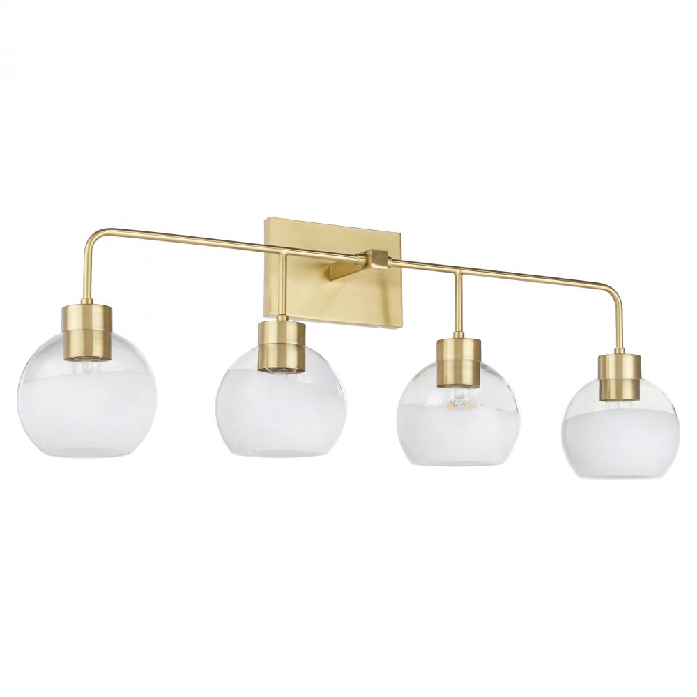 Lacy 4 Light with Layered White Glass |Aged Brass