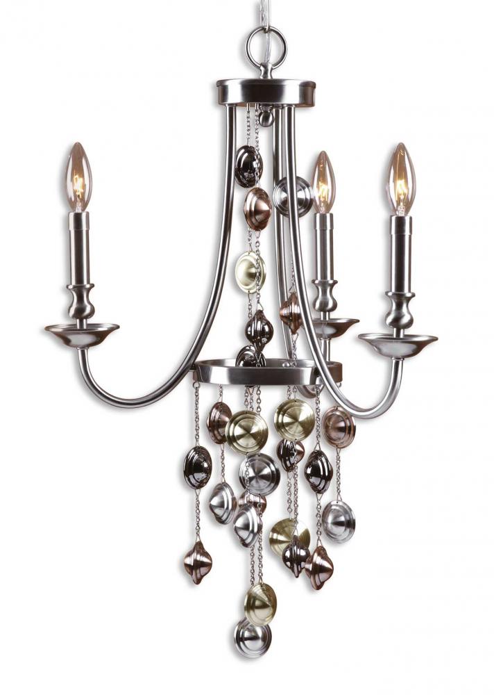 Three Light Brushed Nickel Up Chandelier