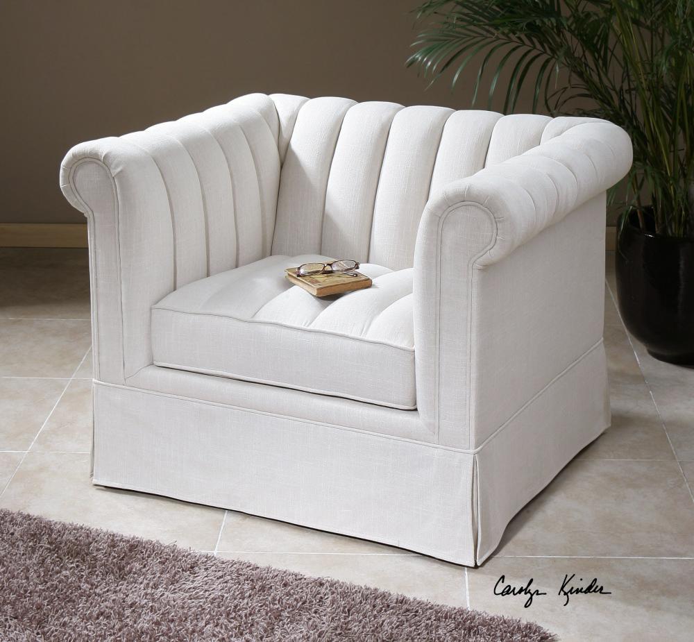 Evania White Tufted Armchair