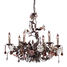 ELK Home 85002 - Cristallo Fiore 6-Light Chandelier in Deep Rust with Clear and Amber Florets