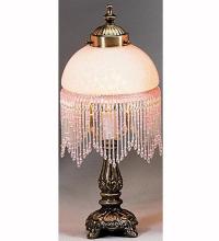 Meyda Blue 17897 - 8"H Victorian Glass Globe Pink Fringed Mini Lamp